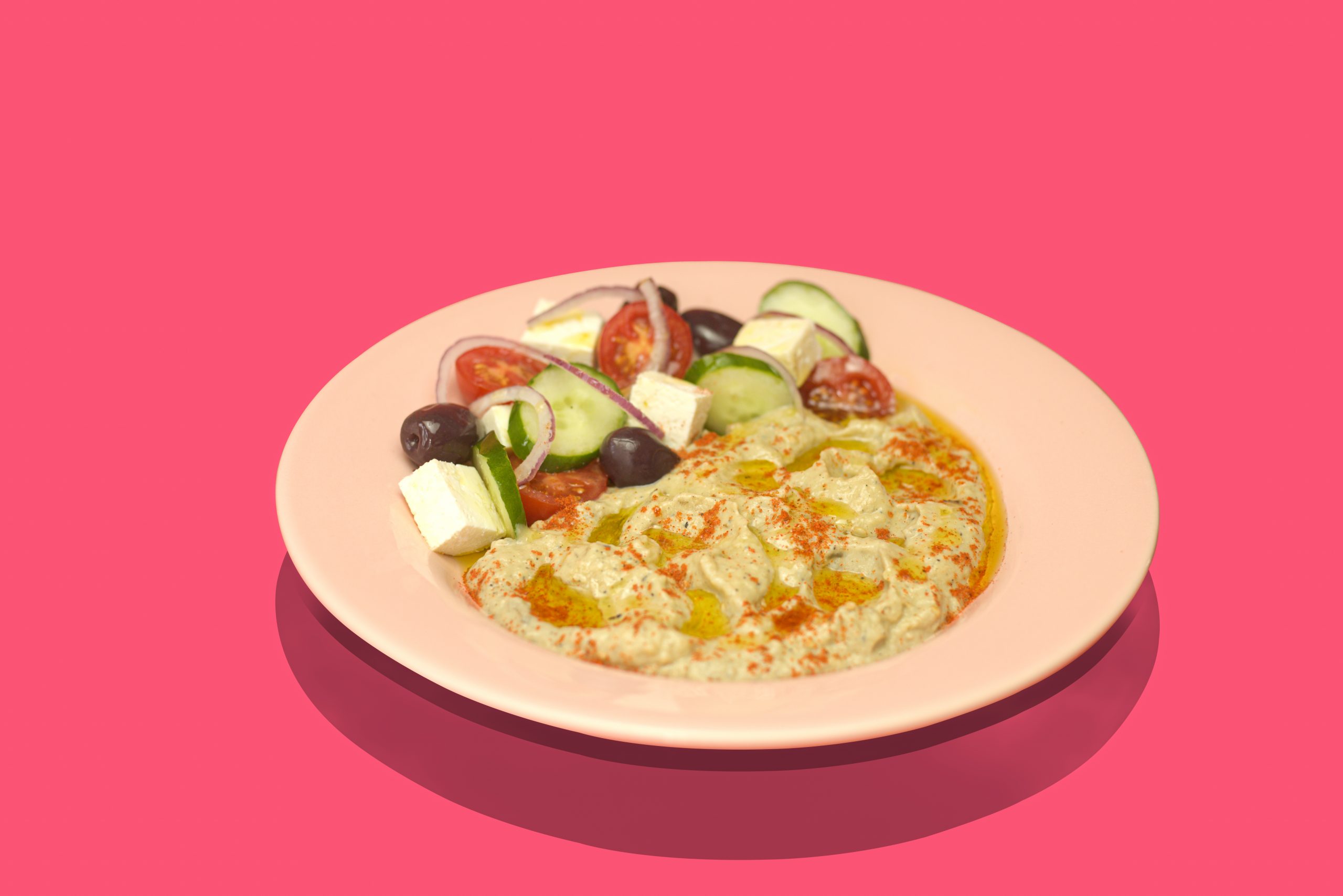 Babaganoush com Salada Grega