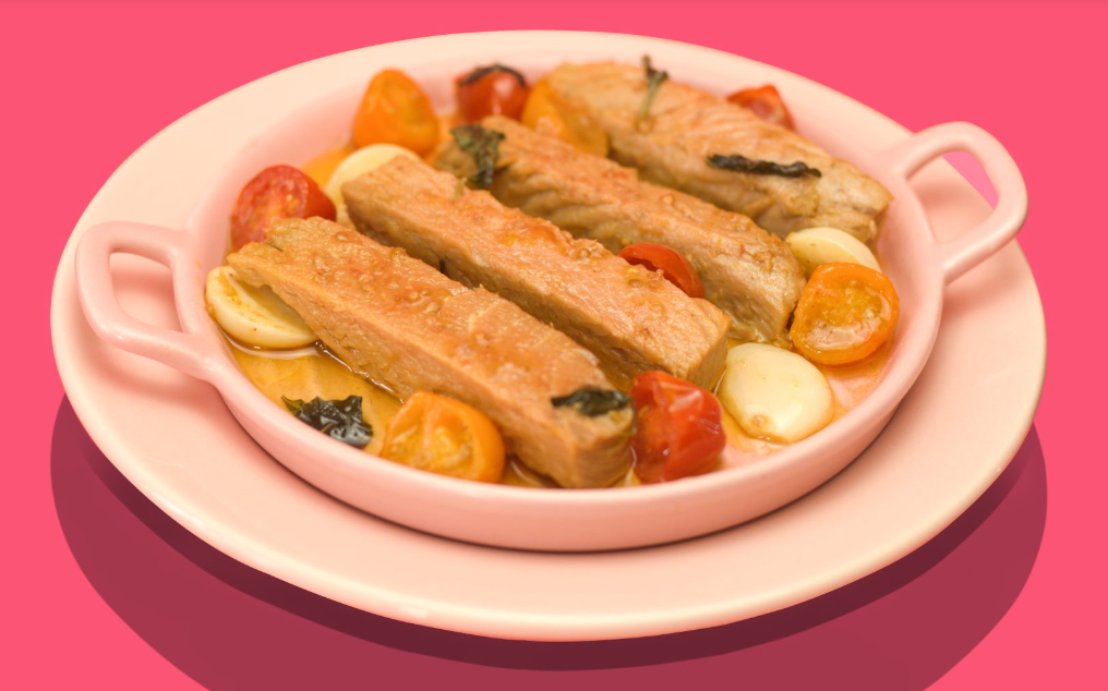 Atum Assado Acompanhado de Arroz 7 Grãos